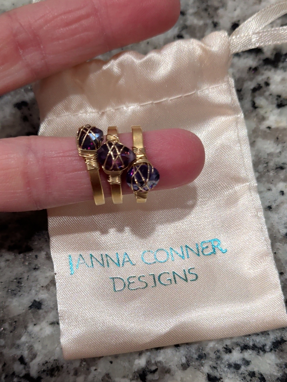 Janna Conner Designs 3 Rings with Purple Stone